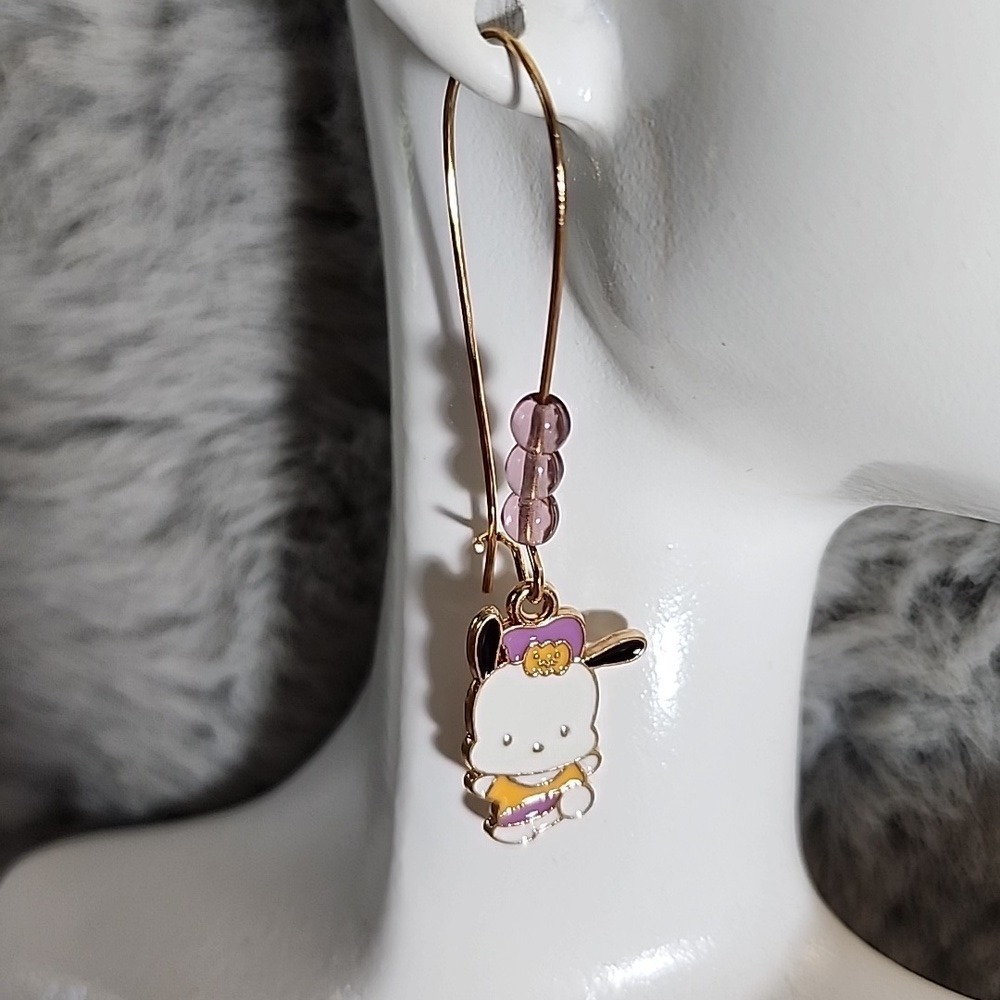 NWOT Cute Pochacco Purple and Gold Earrings‎ - Picture 5 of 5